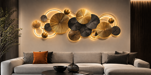 Modern Living Room Wall Decor Ideas with Metal Art